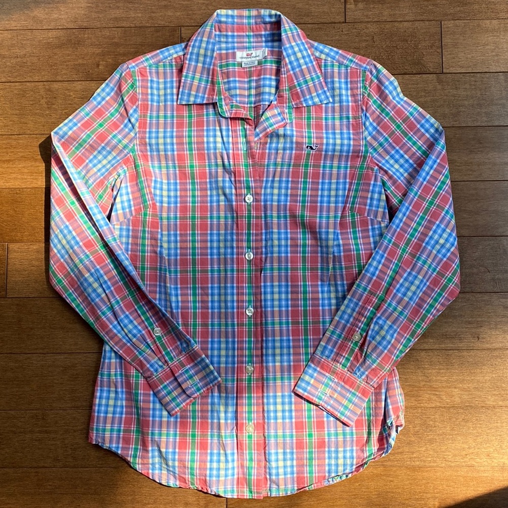 Vineyard Vines Pastel Plaid Button Down Size 2